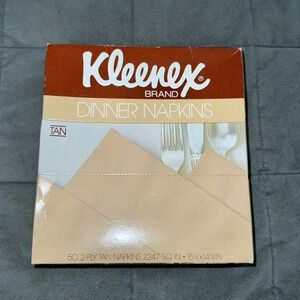 Vintage Kleenex Brand Dinner‎ Napkins 50 Count 2 Ply Tan 15.5"x14.5" 1981